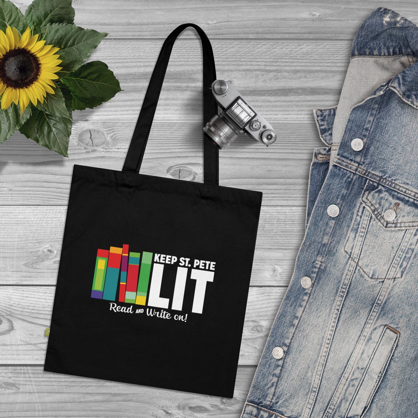 Keep St. Pete Lit Organic Cotton Tote Bag Black