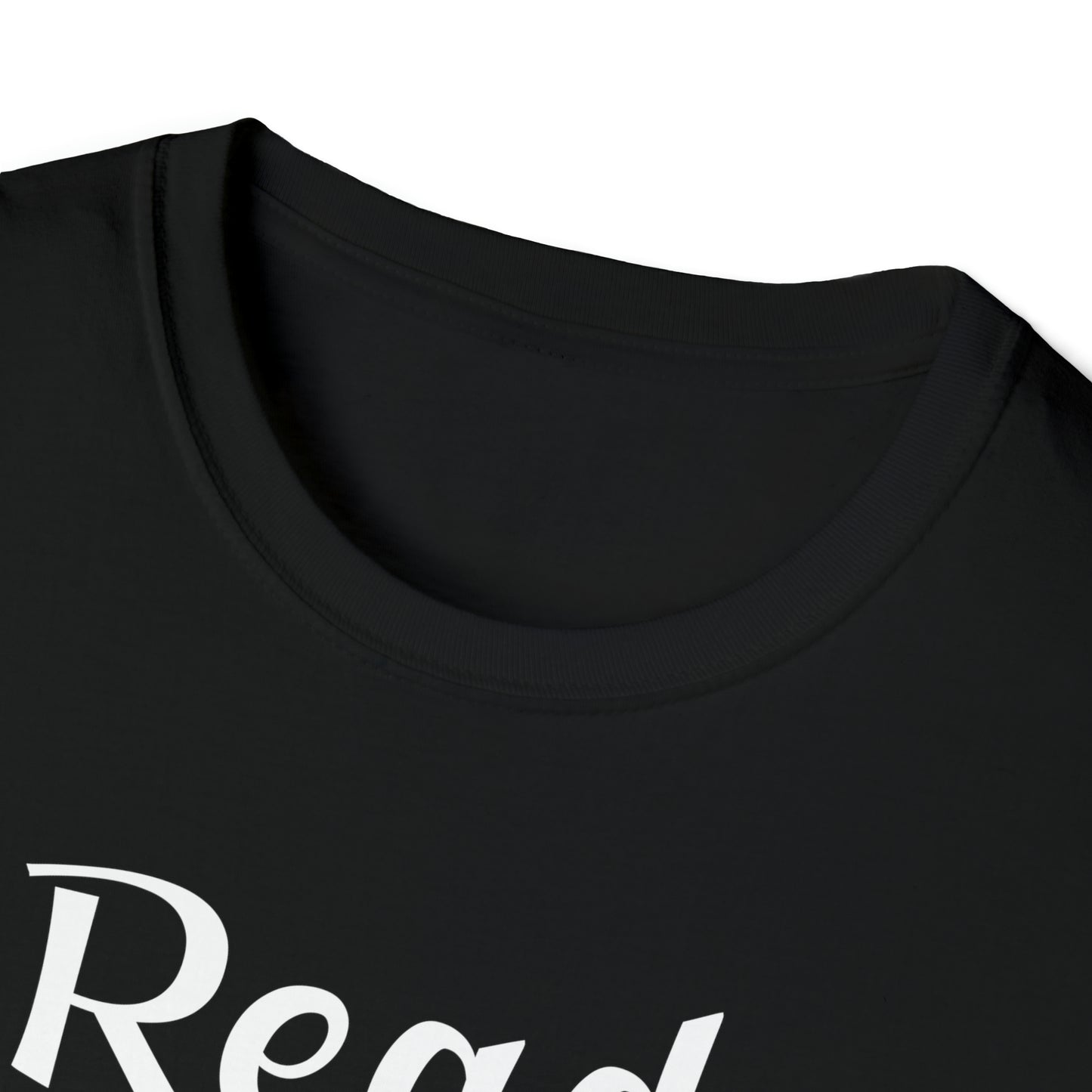 Read and Write On Black Unisex Softstyle T-Shirt