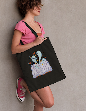 Keep St. Pete Lit "Boo Book" Organic Cotton Tote Bag Black